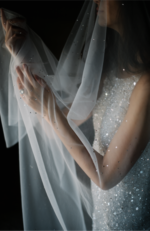 Open image in slideshow, Lucca Swarovski Crystal Wedding Veil - Daphne Newman Design
