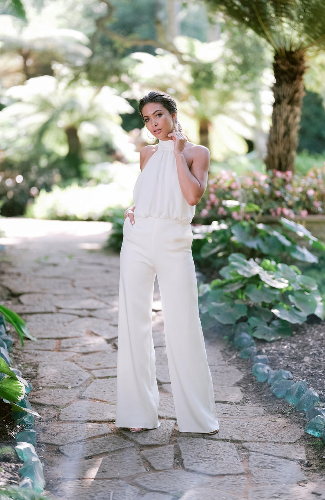 Women White Jumpsuit,straight cropped trousers jumpsuit,formal jumpsui