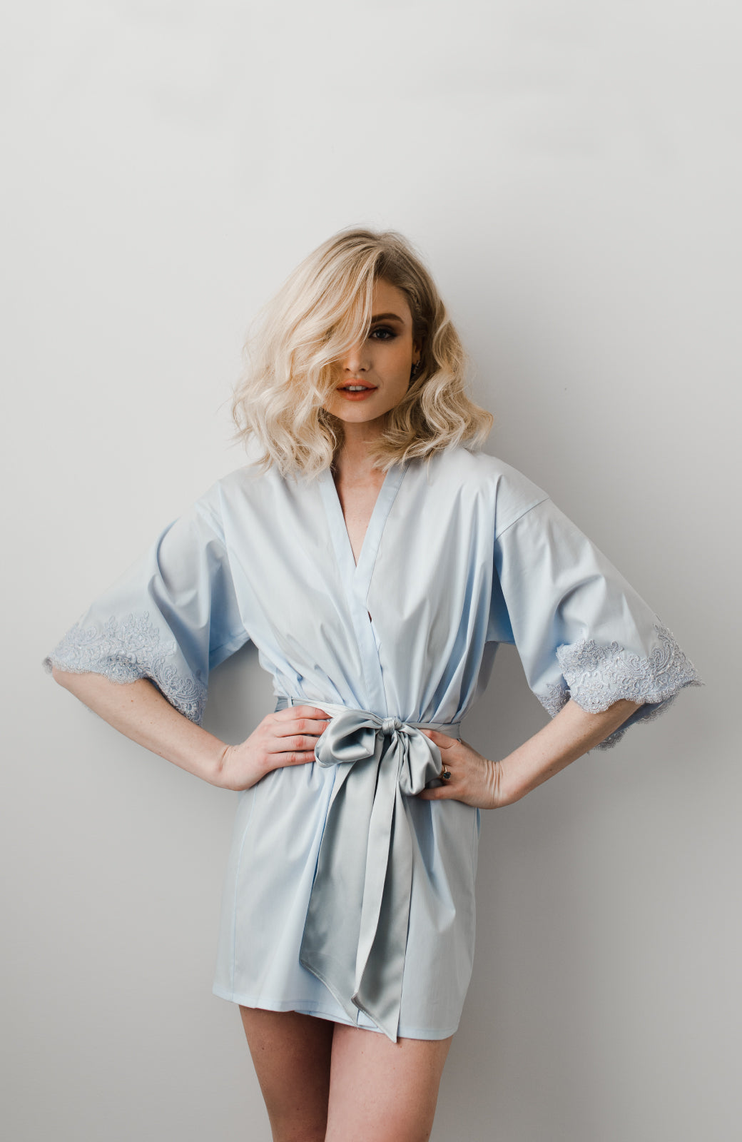 Alexandra Cotton Short Bridal Robe - Daphne Newman Design