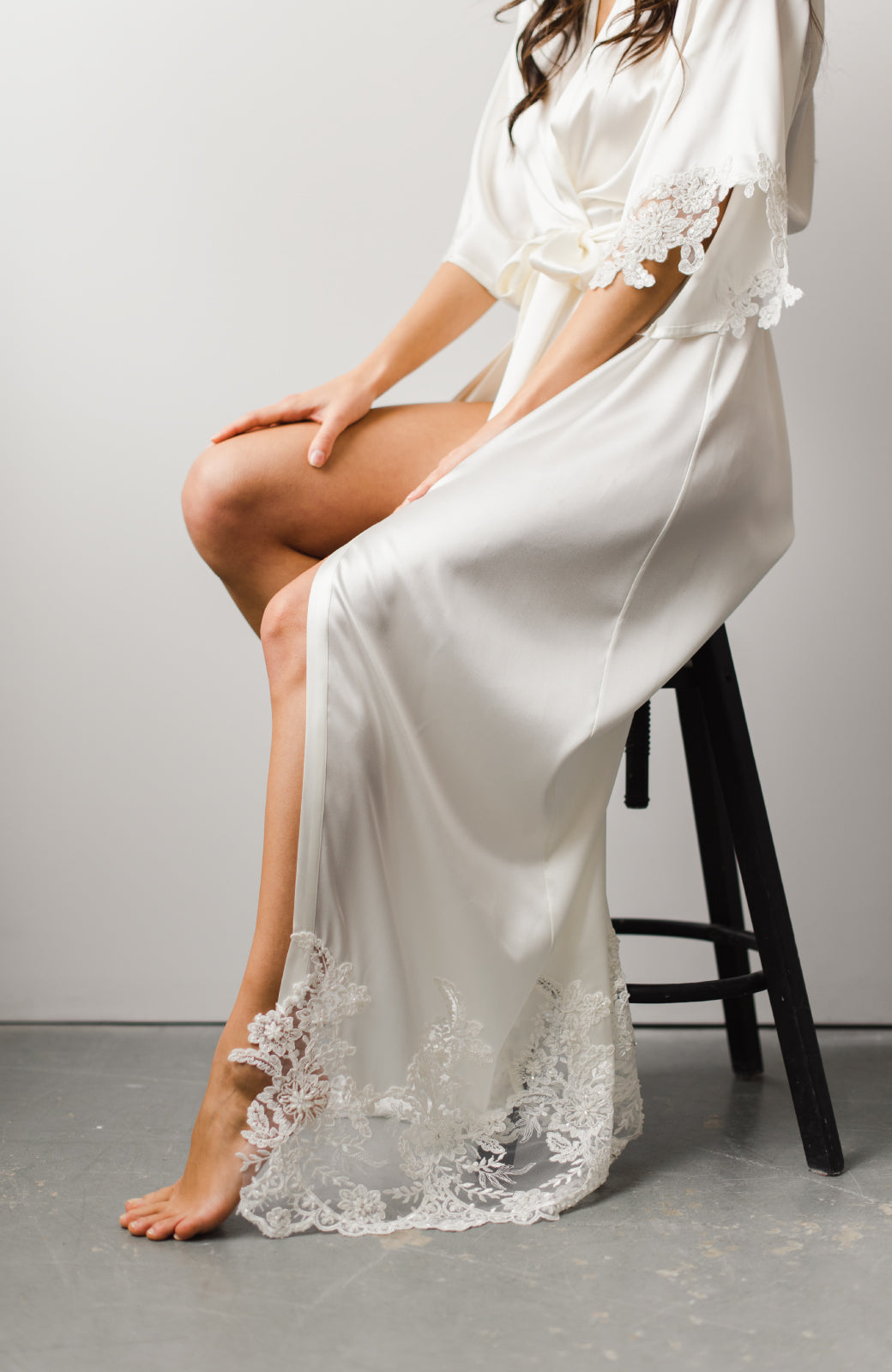 Sophia Long Silk Bridal Robe - Daphne Newman Design