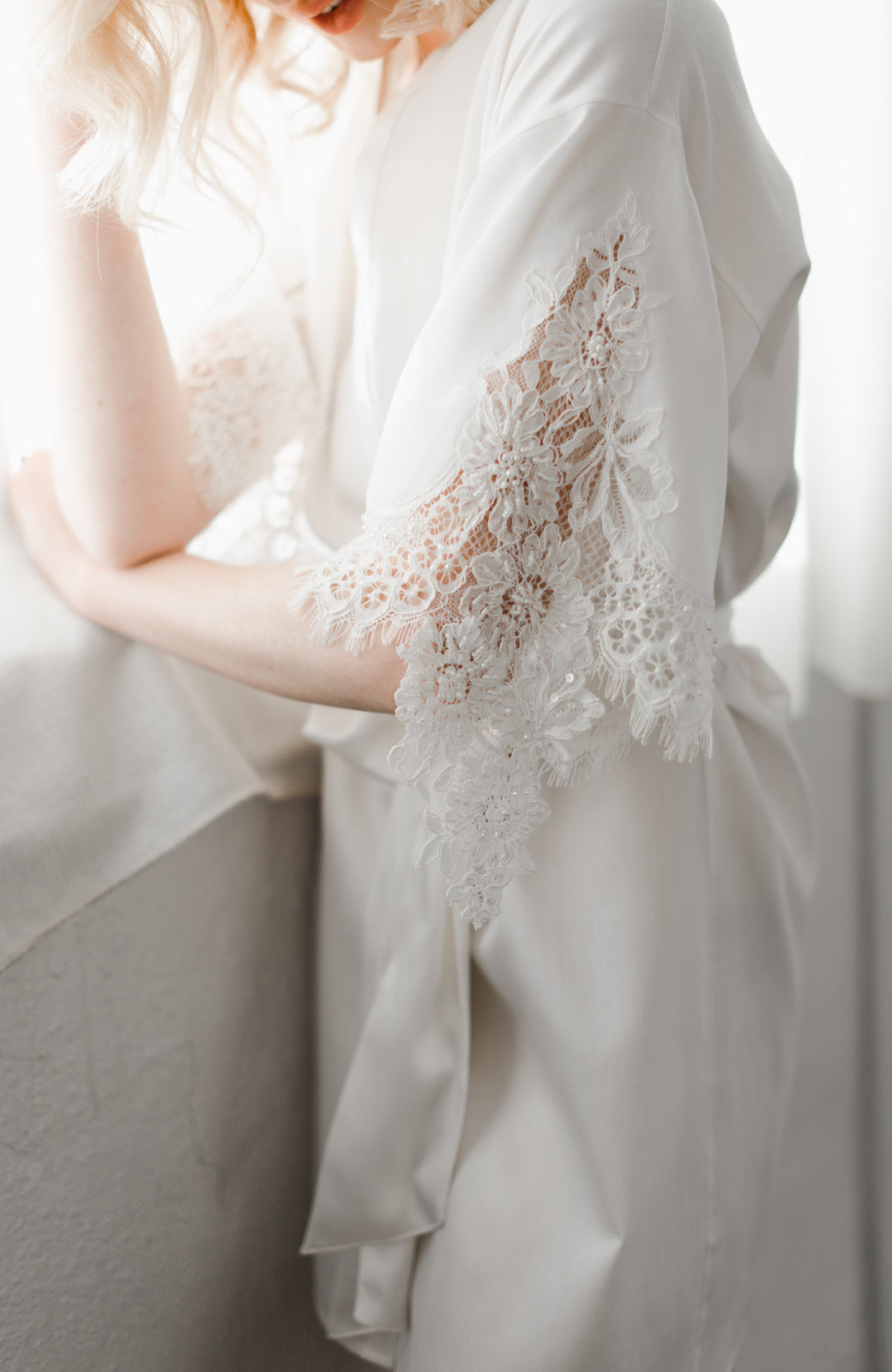 Emily Cotton Short Bridal Robe - Daphne Newman Design